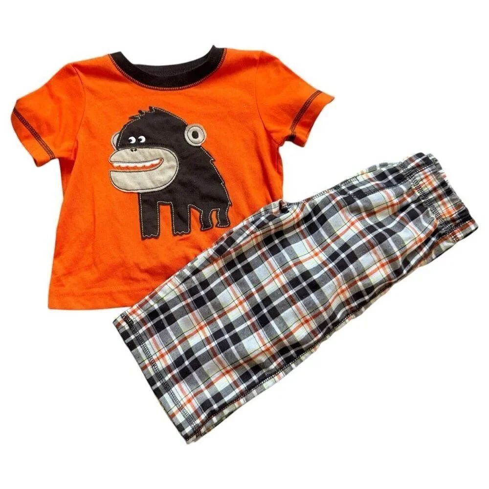 Baby Boys Carters Money Theme Plaid Pajama Set - Sz 18 mo